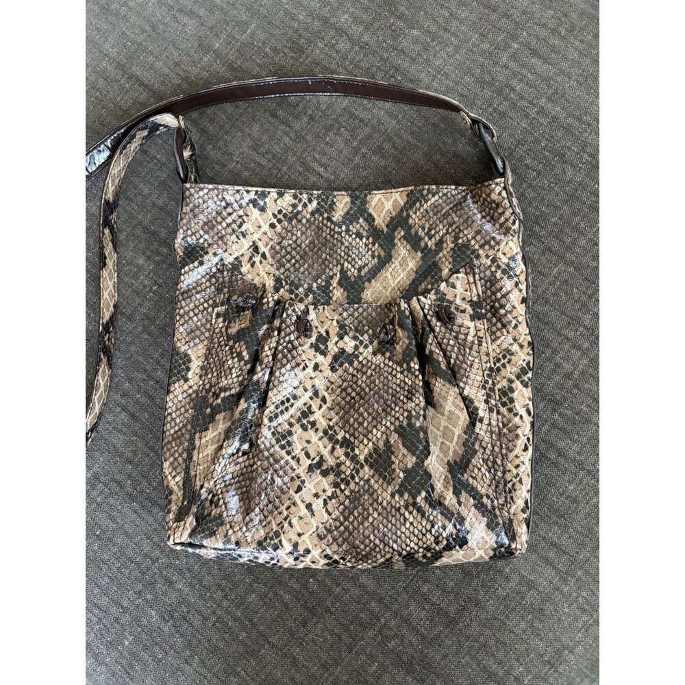 FALCHI Carlos Falchi Crossbody Bag Faux snake Tan Brown purse shoulder Mob Wife